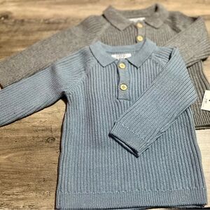 FRED Kids Ribbed Polo Sweater Set - Charcoal and Slate